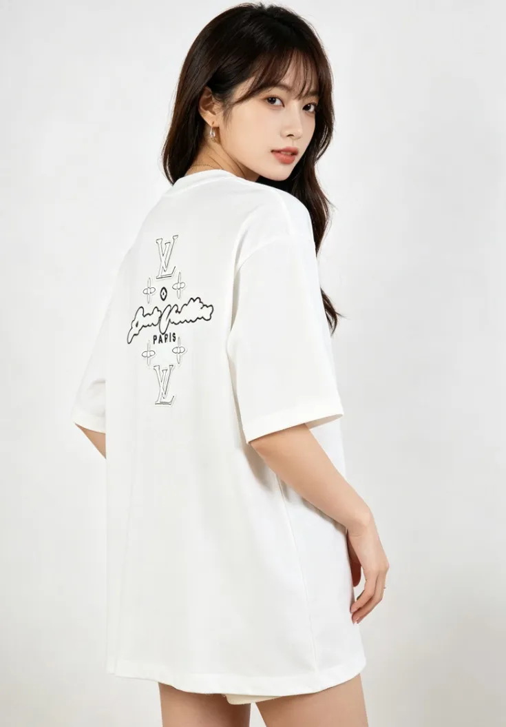 Louis Vuitton/Louis Vuitton heavy duty frayed embroidered patch embroidered short sleeves